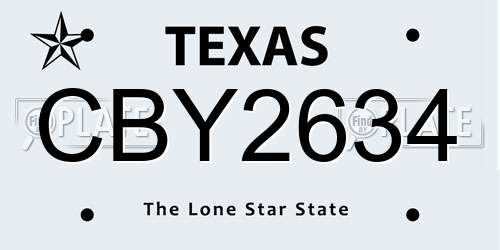 CBY2634 Texas License Plate
