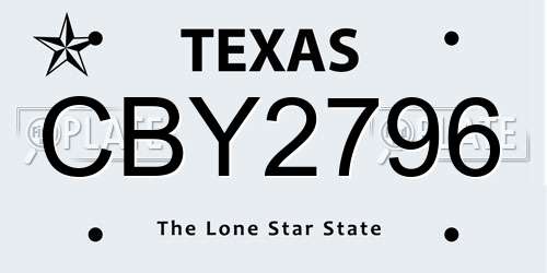 CBY2796 Texas License Plate