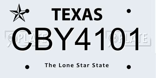 CBY4101 Texas License Plate