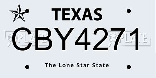 CBY4271 Texas License Plate