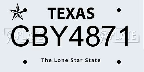 CBY4871 Texas License Plate
