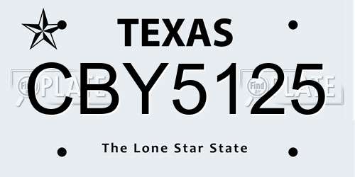 CBY5125 Texas License Plate