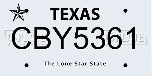 CBY5361 Texas License Plate