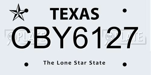 CBY6127 Texas License Plate
