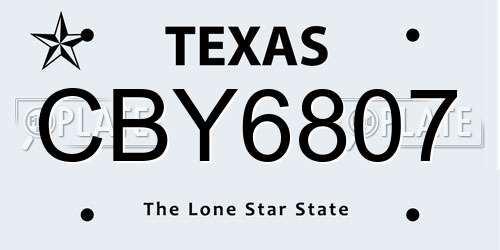 CBY6807 Texas License Plate