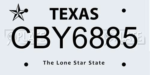 CBY6885 Texas License Plate