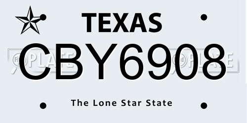 CBY6908 Texas License Plate