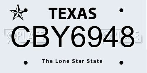 CBY6948 Texas License Plate