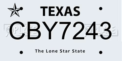 CBY7243 Texas License Plate