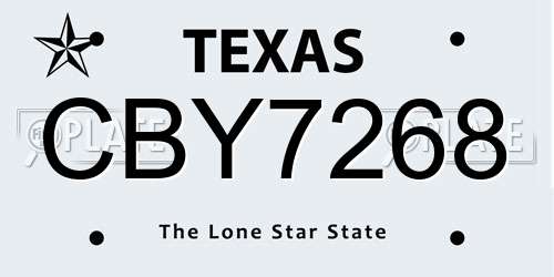 CBY7268 Texas License Plate