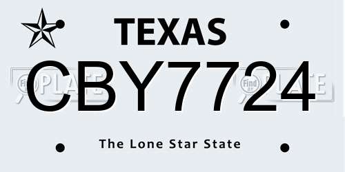 CBY7724 Texas License Plate