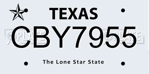 CBY7955 Texas License Plate