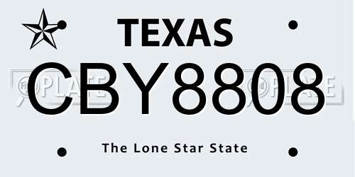 CBY8808 Texas License Plate