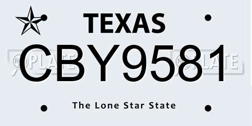CBY9581 Texas License Plate