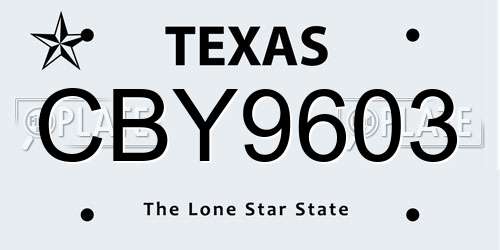 CBY9603 Texas License Plate