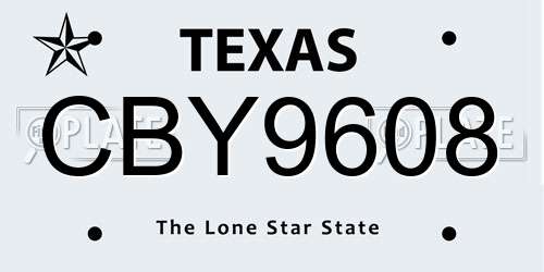 CBY9608 Texas License Plate