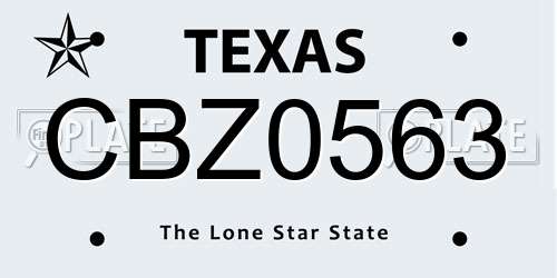 CBZ0563 Texas License Plate