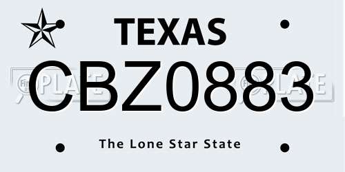 CBZ0883 Texas License Plate