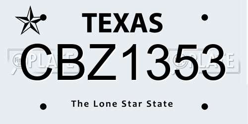 CBZ1353 Texas License Plate
