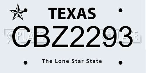 CBZ2293 Texas License Plate