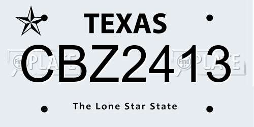 CBZ2413 Texas License Plate