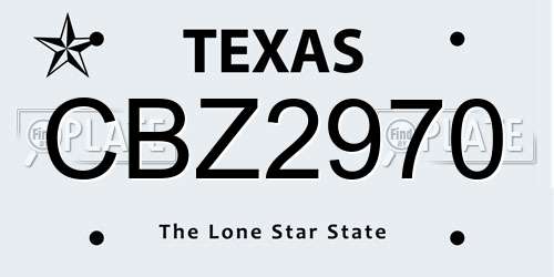 CBZ2970 Texas License Plate