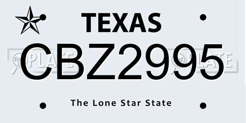 CBZ2995 Texas License Plate