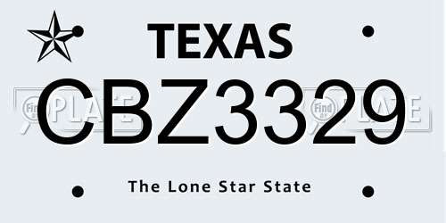 CBZ3329 Texas License Plate