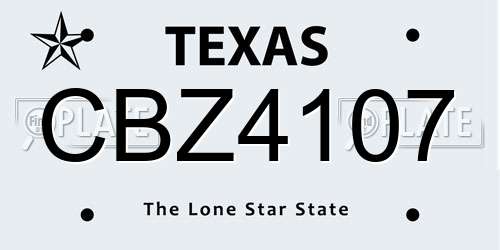 CBZ4107 Texas License Plate