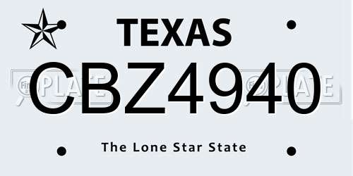 CBZ4940 Texas License Plate