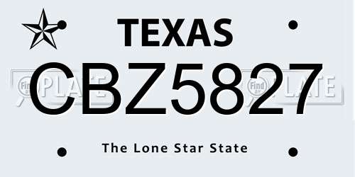 CBZ5827 Texas License Plate