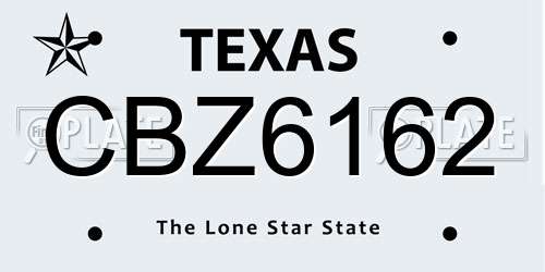 CBZ6162 Texas License Plate