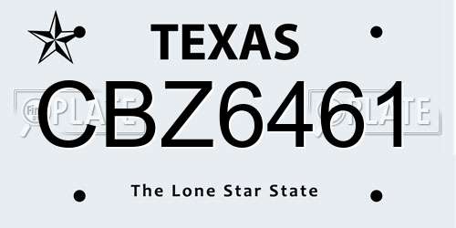 CBZ6461 Texas License Plate