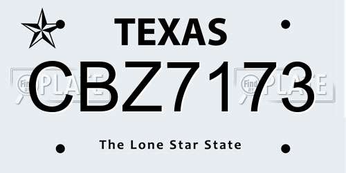CBZ7173 Texas License Plate