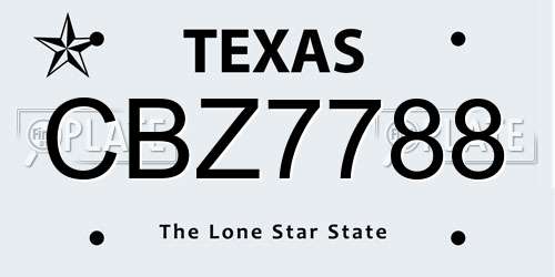 CBZ7788 Texas License Plate