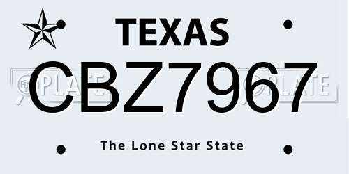 CBZ7967 Texas License Plate