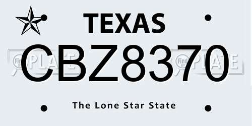 CBZ8370 Texas License Plate