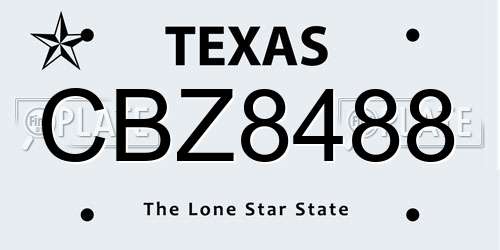 CBZ8488 Texas License Plate