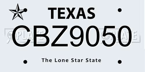 CBZ9050 Texas License Plate