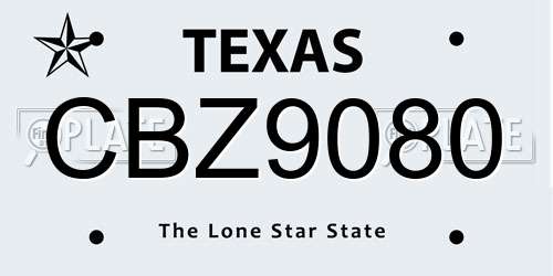 CBZ9080 Texas License Plate