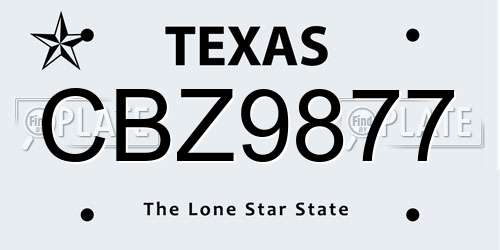 CBZ9877 Texas License Plate
