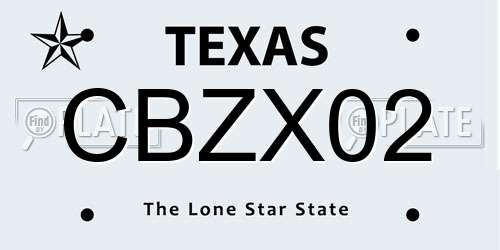 CBZX02 Texas License Plate