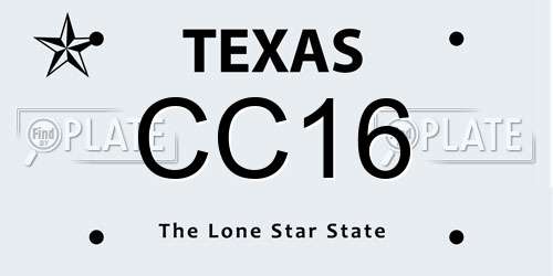 CC16 Texas License Plate