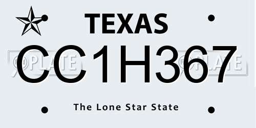 CC1H367 Texas License Plate