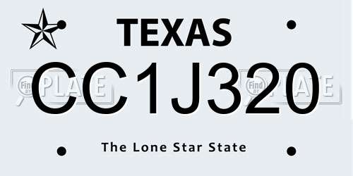 CC1J320 Texas License Plate