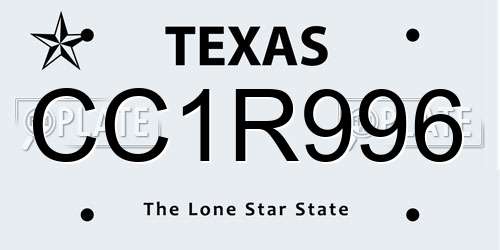 CC1R996 Texas License Plate