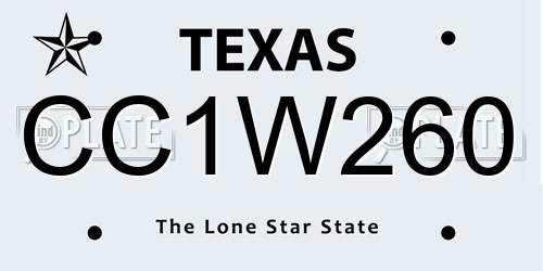 CC1W260 Texas License Plate