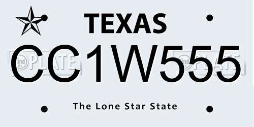 CC1W555 Texas License Plate