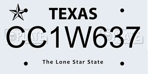 CC1W637 Texas License Plate