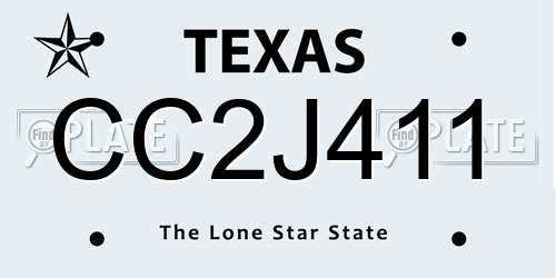 CC2J411 Texas License Plate